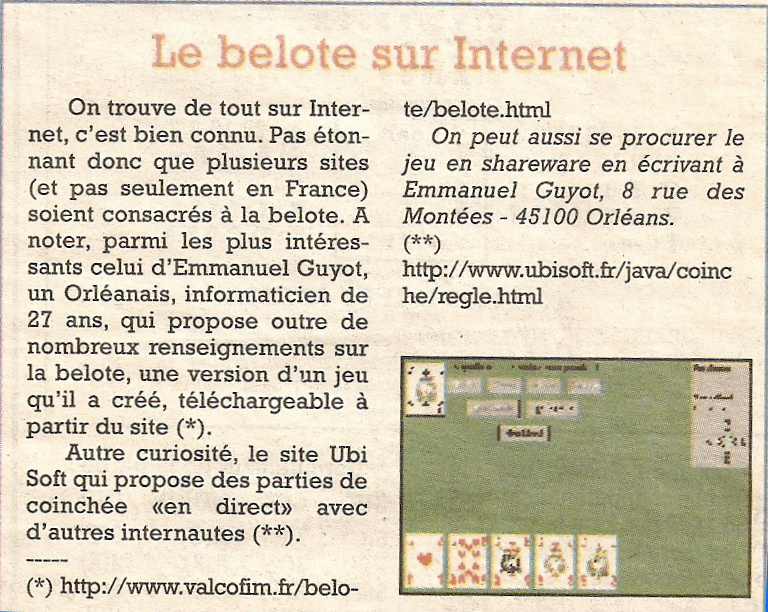 Article dans "La République du Centre" le 17 janvier 1997